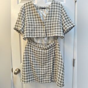 Zara tweed dress boucle cut out